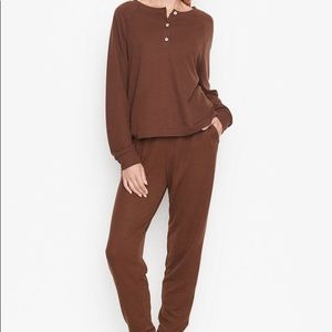 Victoria’s Secret waffle henley and jogger set